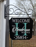 Custom 2-Sided Indoor/Outdoor 12x12 Black Metal Sign with Black Scroll Wall Mounted Bracket Plush