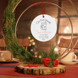 Our First House Ornament for Christmas Tree - Personalized with First Names, Address, City, State, and Year Printify