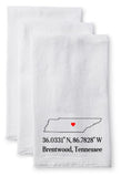 Tea Towel/Flour Sack Towel - City, State Map Coordinates