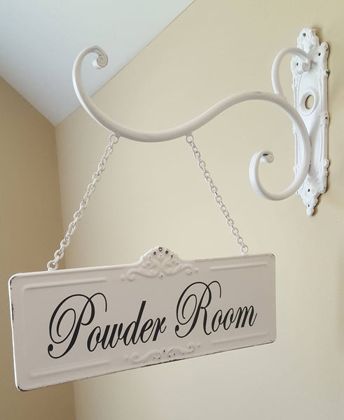 Rectangular Metal Room Sign and Bracket with Custom Lettering 2-Sided 4.5" x 11" Shabby Chic Farmhouse Vintage Style Plush