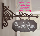 4x8 RECTANGULAR Metal Plaque and Bracket with Custom Lettering - Room Sign, Powder Room, Laundry, Pantry, etc. Plush