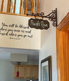 4x8 RECTANGULAR Metal Plaque and Bracket with Custom Lettering - Room Sign, Powder Room, Laundry, Pantry, etc. Plush