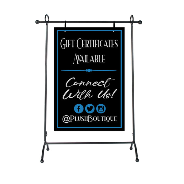 Custom 13x18 Sign with Metal Countertop Sign Stand Plush