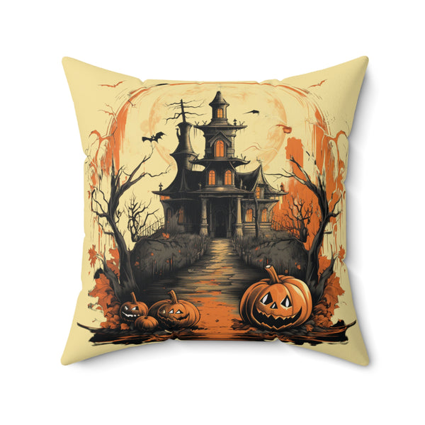 Halloween Pillow 2-sided with Vintage Image Happy Halloween Spooky Scary Pumpkins Custom Wording on Backside