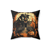 Halloween Pillow 2-sided with Vintage Image Happy Halloween Spooky Scary Pumpkins Custom Wording on Backside