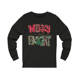 Merry and Bright Long Sleeve T-Shirt Retro Colorful