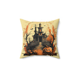 Halloween Pillow 2-sided with Vintage Image Happy Halloween Spooky Scary Pumpkins Custom Wording on Backside Printify