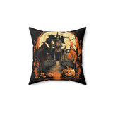 Halloween Pillow 2-sided with Vintage Image Happy Halloween Spooky Scary Pumpkins Custom Wording on Backside Printify