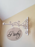 Metal Plaque/Bracket with Custom Lettering - 5x8 OVAL - Powder Room/Laundry Room/Pantry/Guest Room/Office/etc.