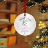 Our First House Ornament for Christmas Tree - Personalized with First Names, Address, City, State, and Year Printify