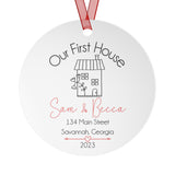 Our First House Ornament for Christmas Tree - Personalized with First Names, Address, City, State, and Year