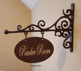 Metal Plaque/Bracket with Custom Lettering - 5x8 OVAL - Powder Room/Laundry Room/Pantry/Guest Room/Office/etc.