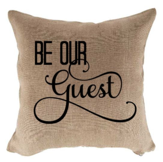 18 inch Be Our Guest Natural Jute Pillow Cover/Case Plush