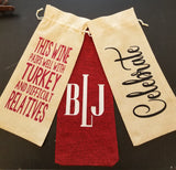 Custom/Personalized Jute Wine Bag - Pairs well with yoga pants and best friends