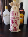 Custom/Personalized Jute Wine Bag - Holiday Survival Kit - In case of emergency, pull cork