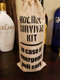Custom/Personalized Jute Wine Bag - Holiday Survival Kit - In case of emergency, pull cork Plush