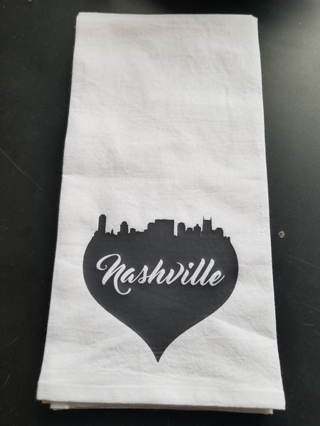 Tea Towel/Flour Sack Towel - Nashville "Heart" Skyline amazon
