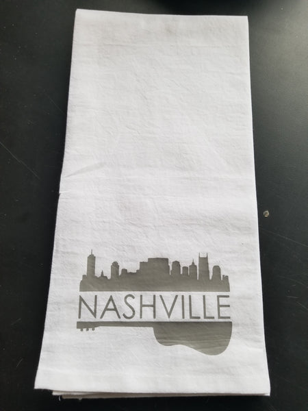 Tea Towel/Flour Sack Towel - Nashville Skyline and Guitar amazon