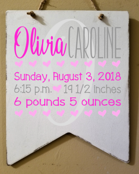Custom 8x10 Wood Banner with Quote/Birth Announcement/Name