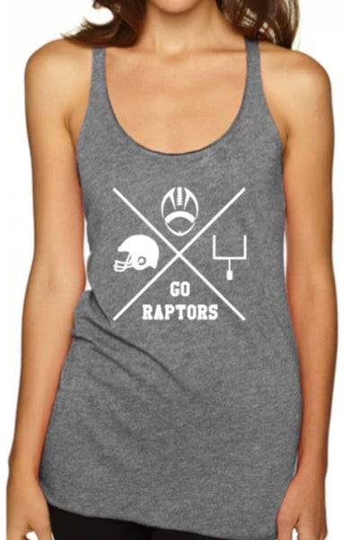 Football Racerback Tank with Football Images and Custom Text - Go Team/Player Number/Etc.