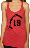 Football Racerback Tank with Rustic Football and Player Number Plush