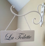 Rectangular Metal Room Sign and Bracket with Custom Lettering 2-Sided 4.5" x 11" Shabby Chic Farmhouse Vintage Style Plush
