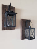 Set of 2 SMALL Rustic Wall Mounted Lantern Sconces