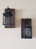 Set of 2 SMALL Rustic Wall Mounted Lantern Sconces