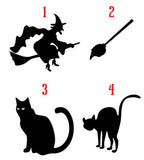 Halloween Vinyl Decals - Witch and Cats