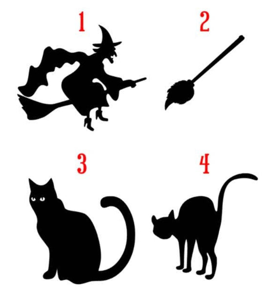 Halloween Vinyl Decals - Witch and Cats