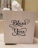 Wooden Tissue Box with or without Wording - Bless You, God Bless You, Be our Guest, Tissues Plush