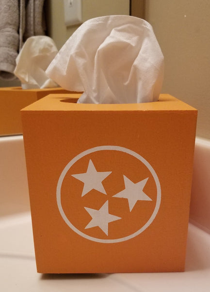Wooden Tissue Box with TN/Tennessee Tristar