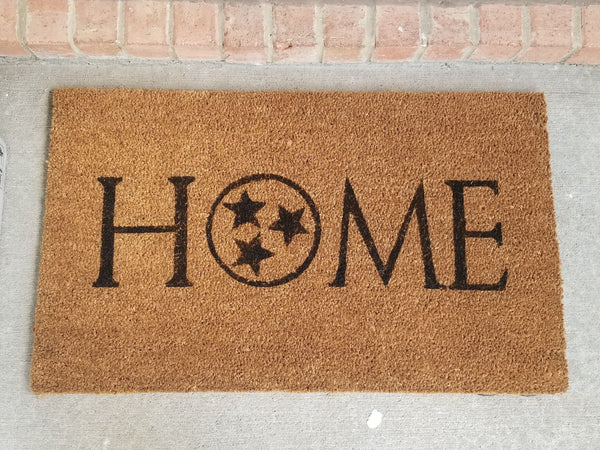 HOME Doormat with Tennessee Tristar - Welcome Mat - Door Mat - Choose from 4 Sizes Plush