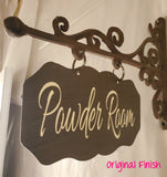 4x8 RECTANGULAR Metal Plaque and Bracket with Custom Lettering - Room Sign, Powder Room, Laundry, Pantry, etc.