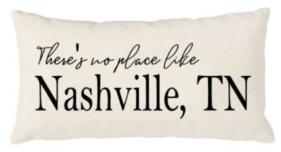 12x20 inch Canvas Pillow Cover - There's no place like Nashville, TN - your city, state