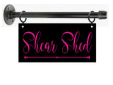 Custom 2-Sided 6"x12" Black Indoor/Outdoor Metal Sign w/Square Corners and w/12" Black Pipe Bracket for Hanging Plush