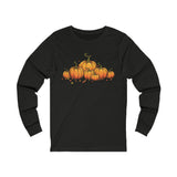 Fall Long-Sleeved T-Shirt with Vintage Pumpkins Graphic - Cozy Autumn Fashion!
