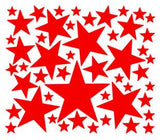 Sheet of Five Point Star Vinyl Decals in Various Sizes Plush